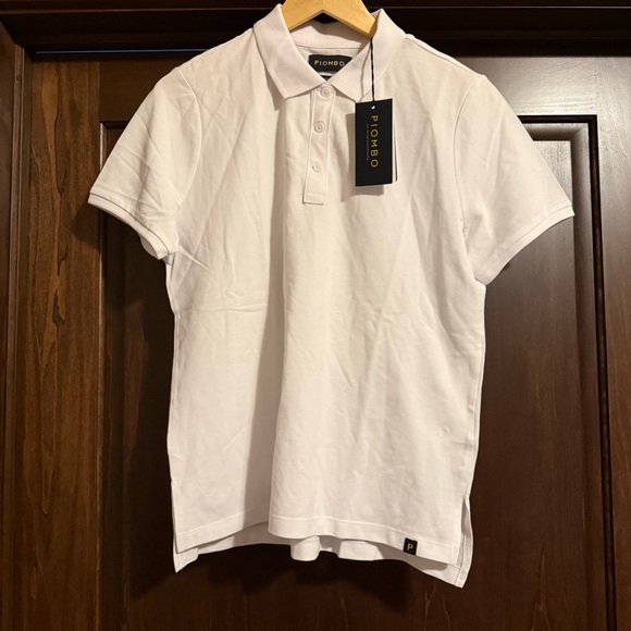 Piombo Tops - Women’s White Pure Cotton Polo, size Large, NWT